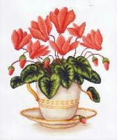 Схема вышивки «цикломены в чашке»