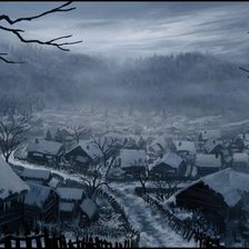 Схема вышивки «Зимняя деревня»