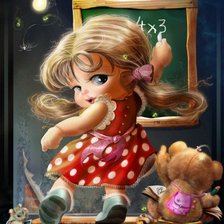 Схема вышивки «девочка с медведем»