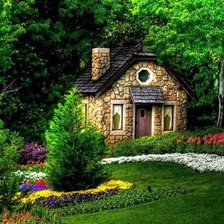 Схема вышивки «дом в лесу»