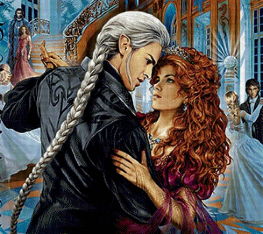 Танец - девушка, пара, фэнтези, парень, любовь, эльф, эльфы - предпросмотр