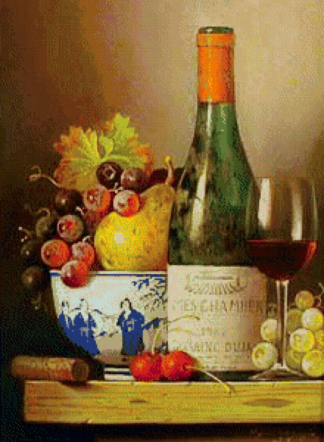натюрморт 2 - натюрморт, вино, фрукты, кухня - предпросмотр