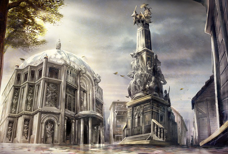 площадь монохром - город, дворец, площадь, черно-белое, храм, картина - оригинал