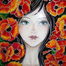 Схема вышивки «Девушка и маки»