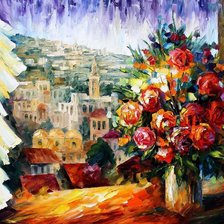 Схема вышивки «розы на подоконнике»