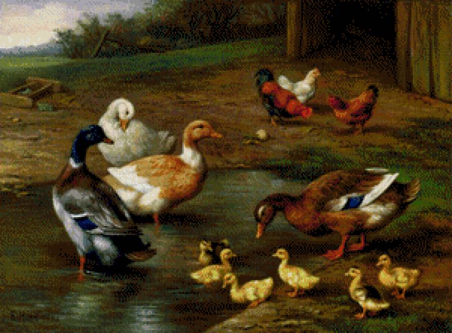 Эдгар Хант. Подворье - деревня, утка, село, животные - предпросмотр