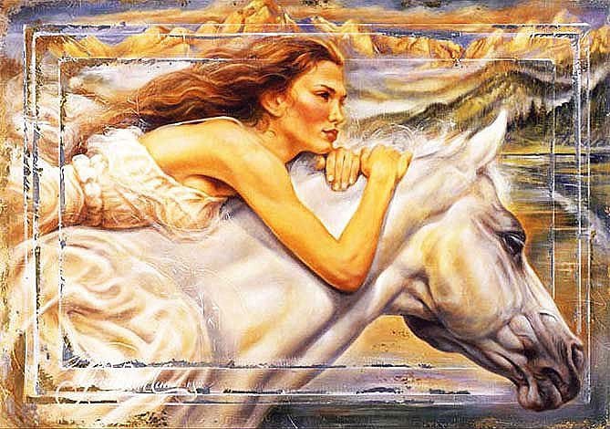 Девушка - лошади, девушка, животные, кони - оригинал