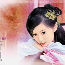 Схема вышивки «Задумчивая японка»