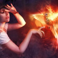 Схема вышивки «Девочка с фениксом»