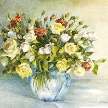 Схема вышивки «розы в вазе»