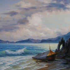 Схема вышивки «лодка на берегу»