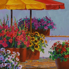 Схема вышивки «цветы во дворе»