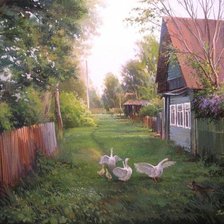 Схема вышивки «деревенская улочка»