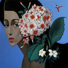 девушка с гортензией