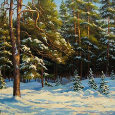 Схема вышивки «зима в лесу»