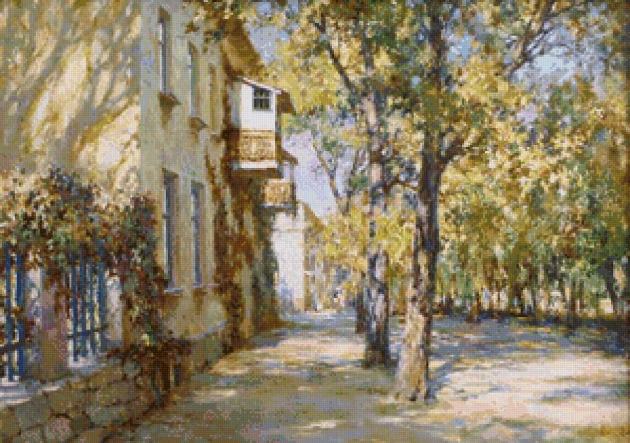 крымский дворик - город, дворик, украина, пейзаж, живопись, лето, крым - предпросмотр