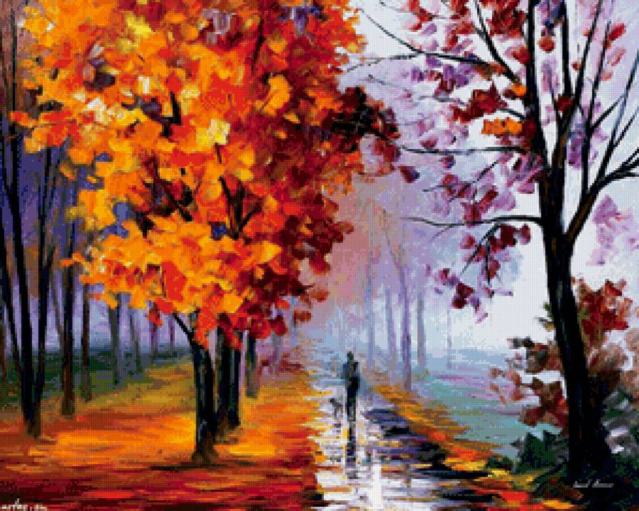 прогулка в осеннем парке - прогулка, живопись, друг, парк, краски, осень - предпросмотр
