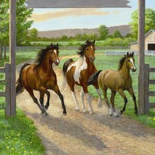 Схема вышивки «тройка лошадей»