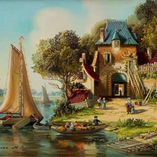 Схема вышивки «Пейзаж у реки»