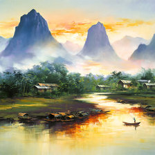 Схема вышивки «Красивые пейзажи маслом»