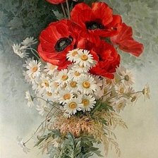 Схема вышивки «ромашки с маками Лонгпре Пауль»