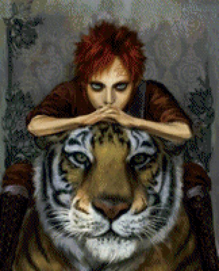 Гаара и  тигр - казекаге, гаара но собаку, наруто, тигр, гаара - предпросмотр