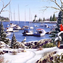 Схема вышивки «Яхты на зимовке»