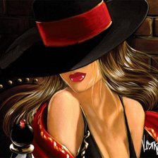 Схема вышивки «девушка в шляпе»