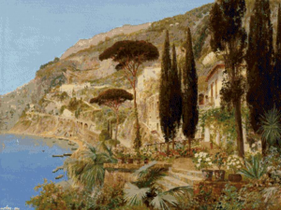 на юге франции - море, пейзаж, город, франция, побережье, кипарис, юг - предпросмотр