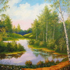 Схема вышивки «берёзовая роща»