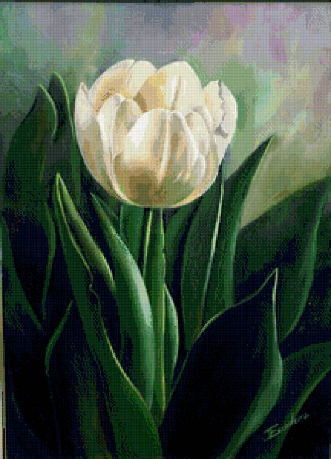 тюльпан - тюльпан, весна, цветок, картина, букет, живопись - предпросмотр