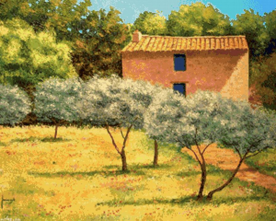 оливки в провансе - юг, краски, оливки, пейзаж, прованс, живопись, сад, лето - предпросмотр