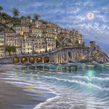 Схема вышивки «лунная ночь над морем»