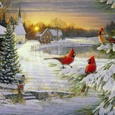 Схема вышивки «Снегири»