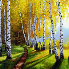 Схема вышивки «золотая осень в берёзовой роще»