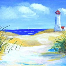 Схема вышивки «маяк на песчаном берегу»