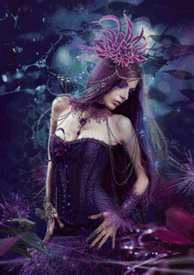 Образ-2 - женщина в синем, фэнтези, готика, сумерки - предпросмотр