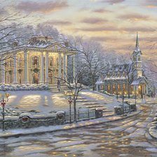 Схема вышивки «зима в маленьком городке»