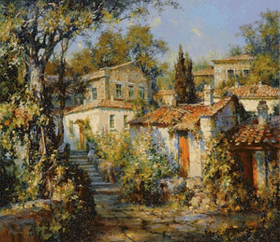 крымский дворик - лето, крым, дворик, пейзаж, город, украина, живопись - предпросмотр