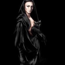 Схема вышивки «девушка с кошкой»