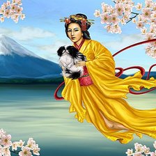 Схема вышивки «Восточная красавица в желтом»