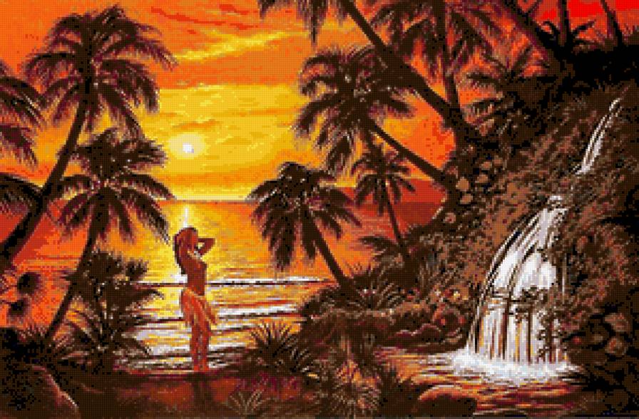 Восход-Закат - закат. девушка, восход, море, водопал - предпросмотр