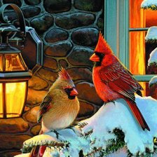 Схема вышивки «Птицы зимой»