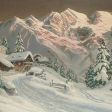 Схема вышивки «зима в горной деревушке»