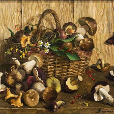 Схема вышивки «корзина с грибами»