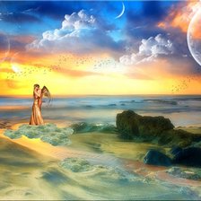 Схема вышивки «двое на берегу»