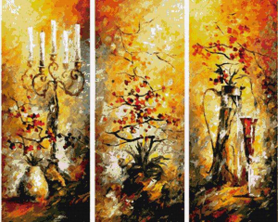 Осень Триптих - осень, триптих, картины маслом - предпросмотр