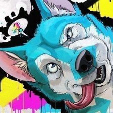 Схема вышивки «Яркий волк»