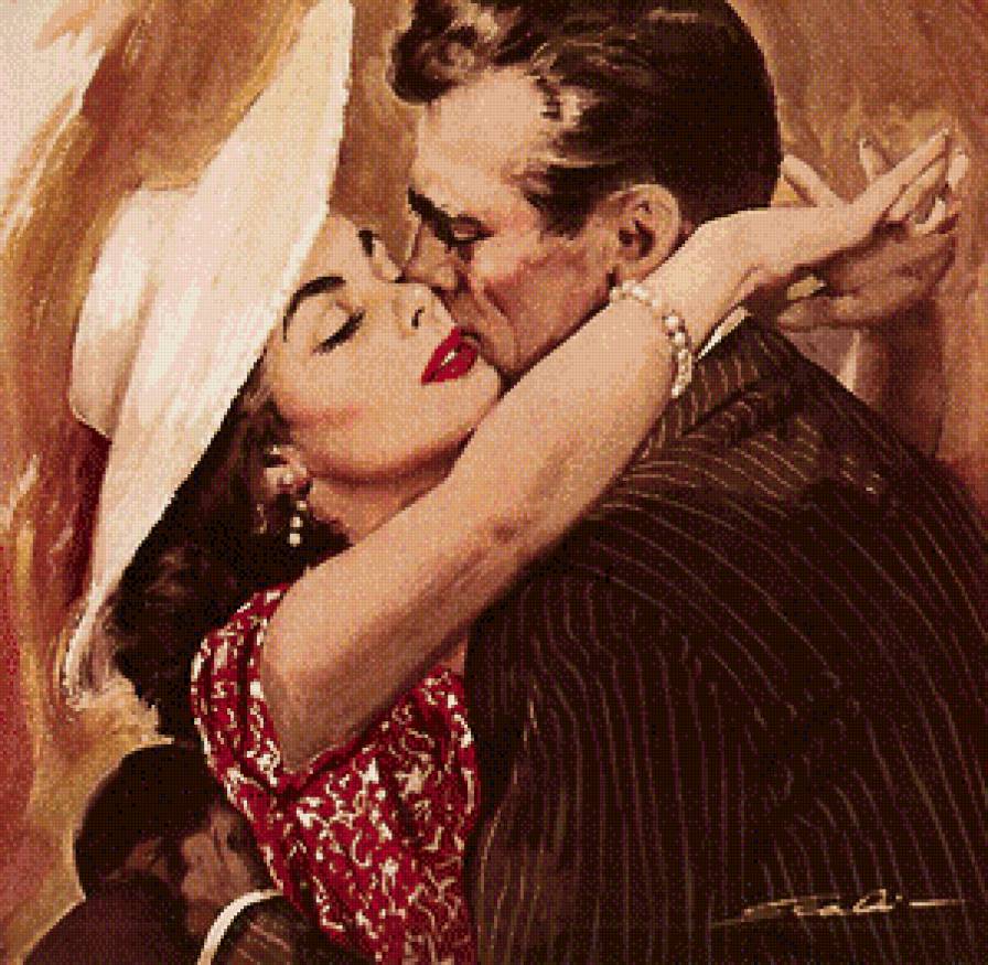 Нежность рэтро... - встреча, женщина, объятия, нежность, романтика, мужчина, поцелуй - предпросмотр