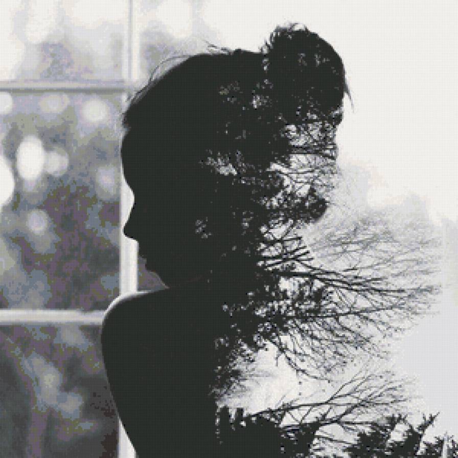 Иллюзия - девушка, монохром, образ - предпросмотр